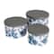 Household Essentials Cream & Blue Floral Nesting Hat Box Set with Faux Leather Lids